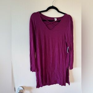 Chic Long Sleeve Burgundy Dress